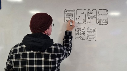 Pieter Sketching wireframes