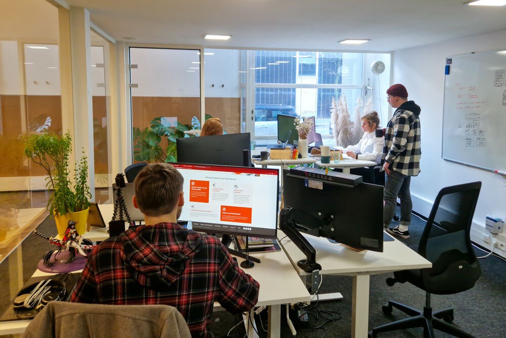 Purple Panda team working on projects